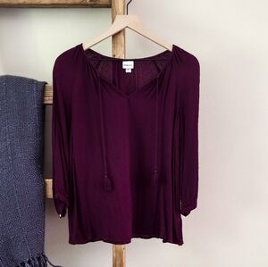Merona Plum Long Sleeve Boho Blouse (Size XS)